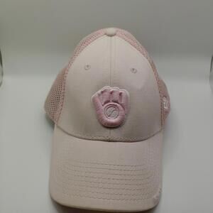 Women's Milwaukee Brewers Pink Fitted Mesh Hat New Era Fits Gen Merch